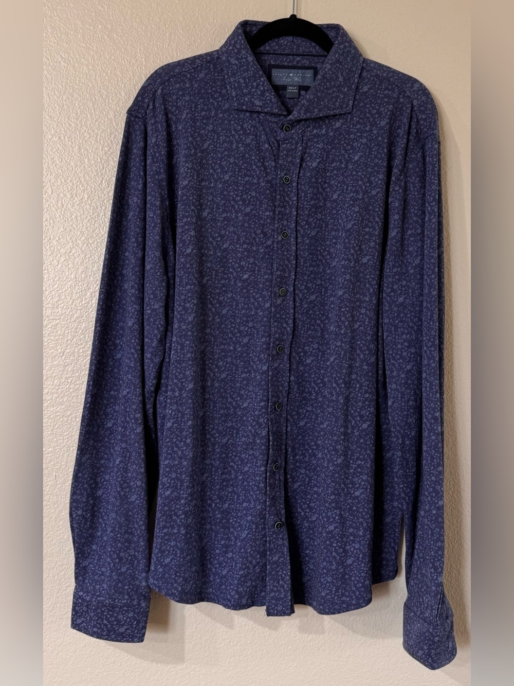 SEO): Joseph Abboud Big & Tall 2XLT Indigo Blue 100% Cotton Floral Shirt